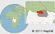 Savanna Style Location Map of Bondo, highlighted country, highlighted parent region