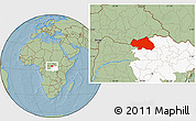 Savanna Style Location Map of Bondo, highlighted grandparent region, hill shading