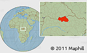 Savanna Style Location Map of Bondo, hill shading
