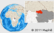 Shaded Relief Location Map of Bondo, highlighted country, highlighted grandparent region