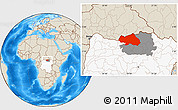 Shaded Relief Location Map of Bondo, highlighted country, highlighted parent region