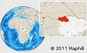 Shaded Relief Location Map of Bondo, highlighted grandparent region
