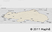 Shaded Relief Panoramic Map of Bondo, desaturated