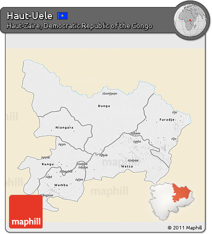 Classic Style 3D Map of Haut-Uele, single color outside