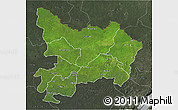 Satellite 3D Map of Haut-Uele, darken, semi-desaturated
