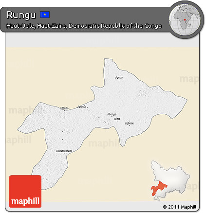Classic Style 3D Map of Rungu, single color outside