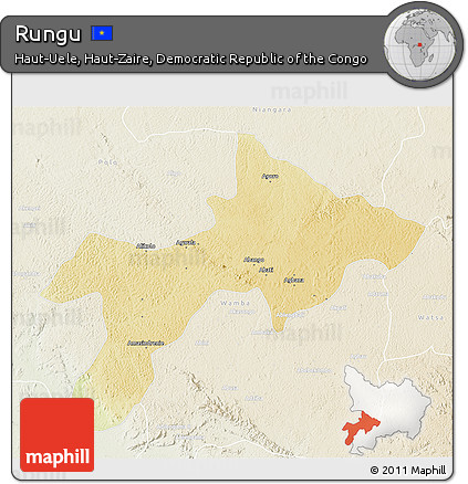Physical 3D Map of Rungu, lighten
