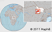 Gray Location Map of Rungu, highlighted parent region, hill shading