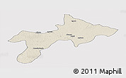 Shaded Relief Panoramic Map of Rungu, single color outside