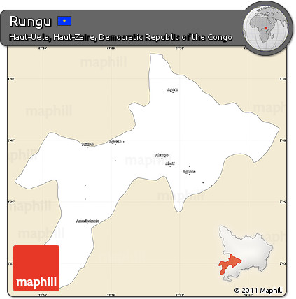 Classic Style Simple Map of Rungu, single color outside