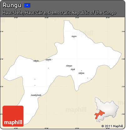 Classic Style Simple Map of Rungu, single color outside
