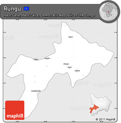 Silver Style Simple Map of Rungu, single color outside