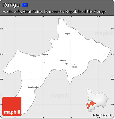Silver Style Simple Map of Rungu, single color outside