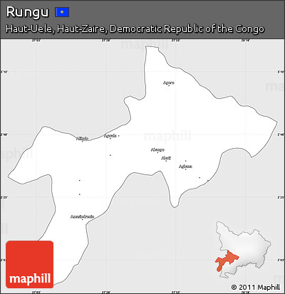 Silver Style Simple Map of Rungu, single color outside