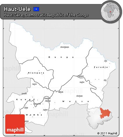 Silver Style Simple Map of Haut-Uele, single color outside