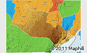 Physical 3D Map of Mahagi, political outside