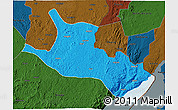 Political 3D Map of Mahagi, darken