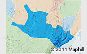 Political 3D Map of Mahagi, lighten