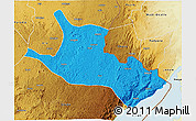 Political 3D Map of Mahagi, physical outside