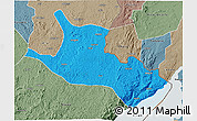 Political 3D Map of Mahagi, semi-desaturated