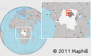 Gray Location Map of Basoko, highlighted country, highlighted parent region, within the entire country