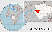Gray Location Map of Basoko, highlighted grandparent region, hill shading