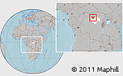 Gray Location Map of Basoko, highlighted parent region, within the entire country, hill shading