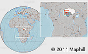 Gray Location Map of Basoko, highlighted parent region, highlighted grandparent region, within the entire country, hill shading