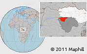 Gray Location Map of Basoko, highlighted parent region, highlighted grandparent region, hill shading