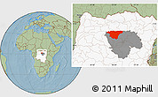 Savanna Style Location Map of Basoko, highlighted country, highlighted parent region, hill shading