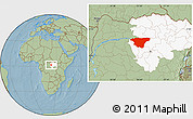 Savanna Style Location Map of Basoko, highlighted grandparent region, hill shading