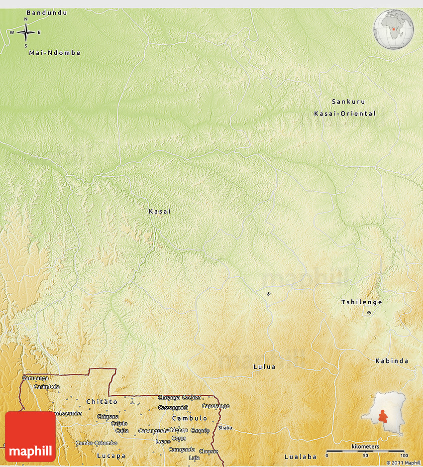 Physical 3D Map of KasaiOccidental