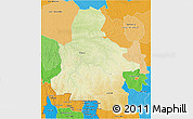 Physical 3D Map of Kasai-Occidental, political outside