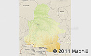 Physical 3D Map of Kasai-Occidental, shaded relief outside