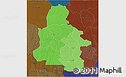 Political Shades 3D Map of Kasai-Occidental, darken
