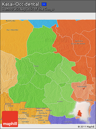 Political Shades 3D Map of Kasai-Occidental
