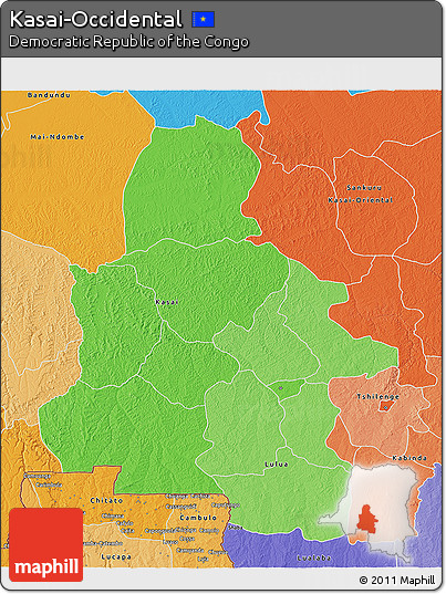 Political Shades 3D Map of Kasai-Occidental