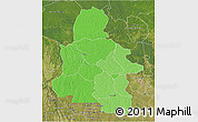 Political Shades 3D Map of Kasai-Occidental, satellite outside