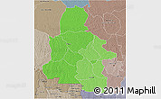 Political Shades 3D Map of Kasai-Occidental, semi-desaturated