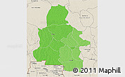 Political Shades 3D Map of Kasai-Occidental, shaded relief outside