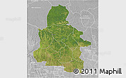 Satellite 3D Map of Kasai-Occidental, lighten, desaturated