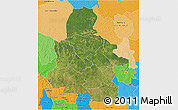Satellite 3D Map of Kasai-Occidental, political outside