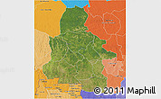 Satellite 3D Map of Kasai-Occidental, political shades outside