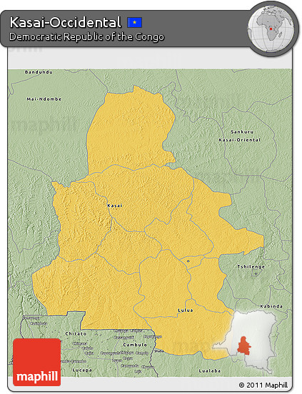 Savanna Style 3D Map of Kasai-Occidental