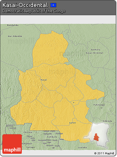 Savanna Style 3D Map of Kasai-Occidental