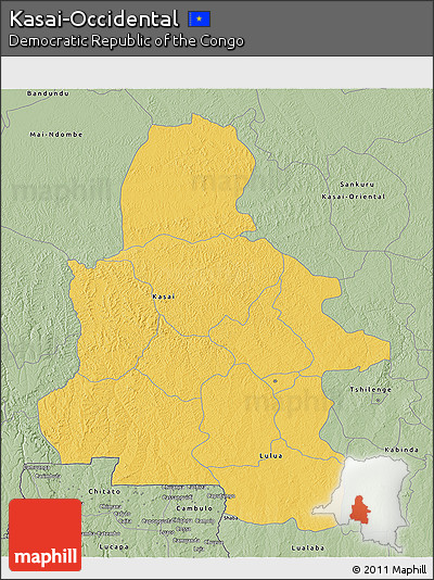 Savanna Style 3D Map of Kasai-Occidental