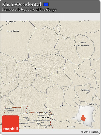 Shaded Relief 3D Map of Kasai-Occidental