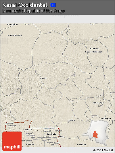 Shaded Relief 3D Map of Kasai-Occidental