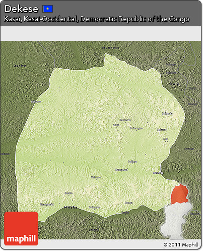 Physical 3D Map of Dekese, darken
