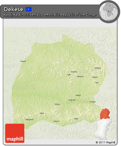 Physical 3D Map of Dekese, lighten